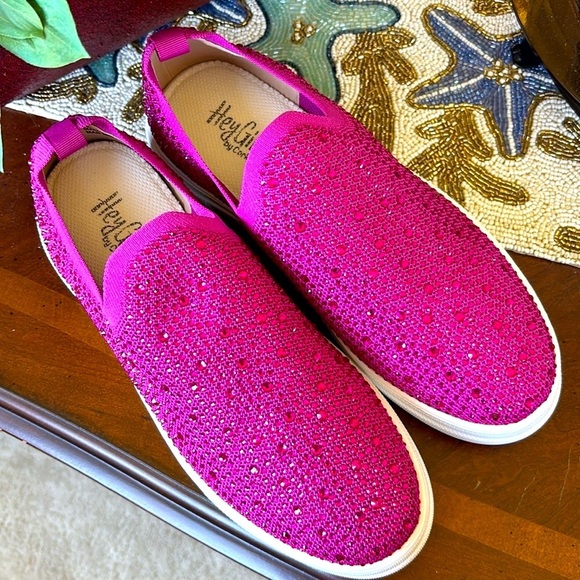 Brand New Corkys Swank Hey Girl Barbiecore Fuchsia Rhinestone Slip-on Sneakers - Picture 9 of 14